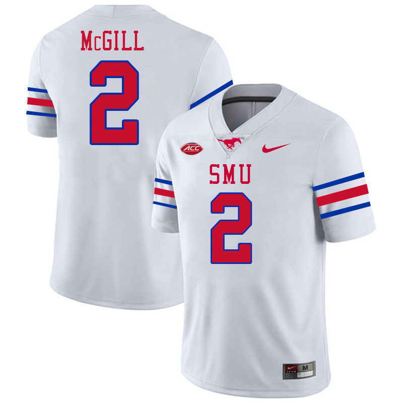 SMU Mustangs #2 Jonathan McGill College Football Jerseys Stitched Sale-White